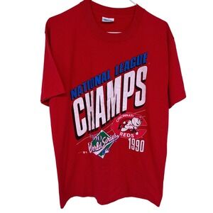 Vintage Salem Sportswear Cincinnati‎ Reds 1990 World Series T Shirt Large Red